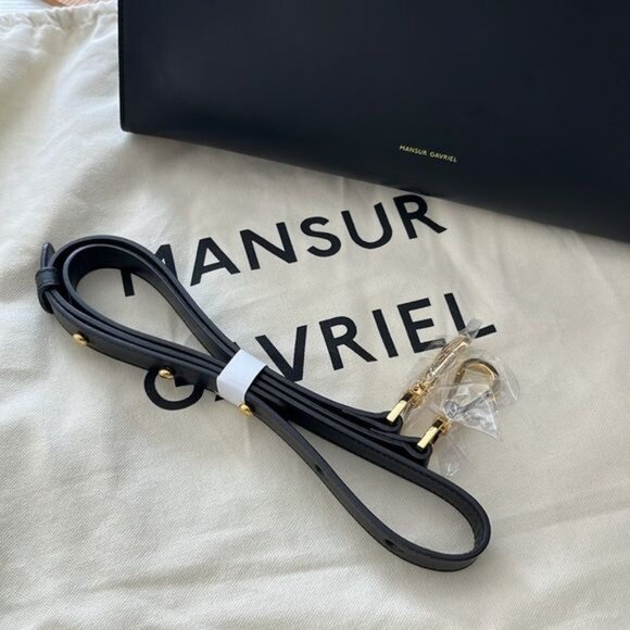 Mansur Gavriel Black RED Flamma Interior Lining Vegetable Tanned Leather Sun Bag - Picture 7 of 12